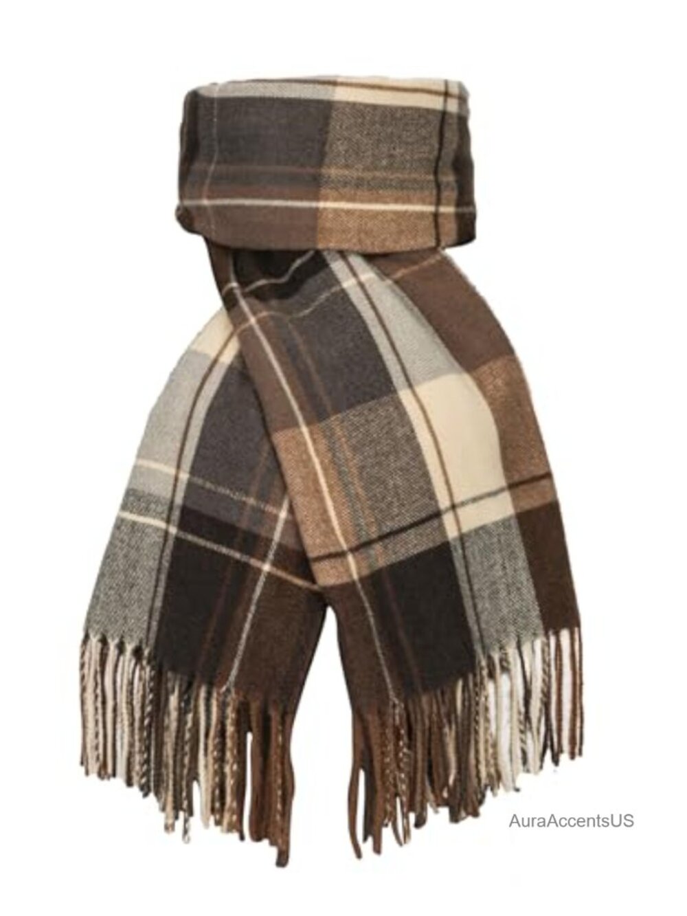 Oversized Plaid Scarf for Women Winter Fringed Shawl Wrap 100% Polyester